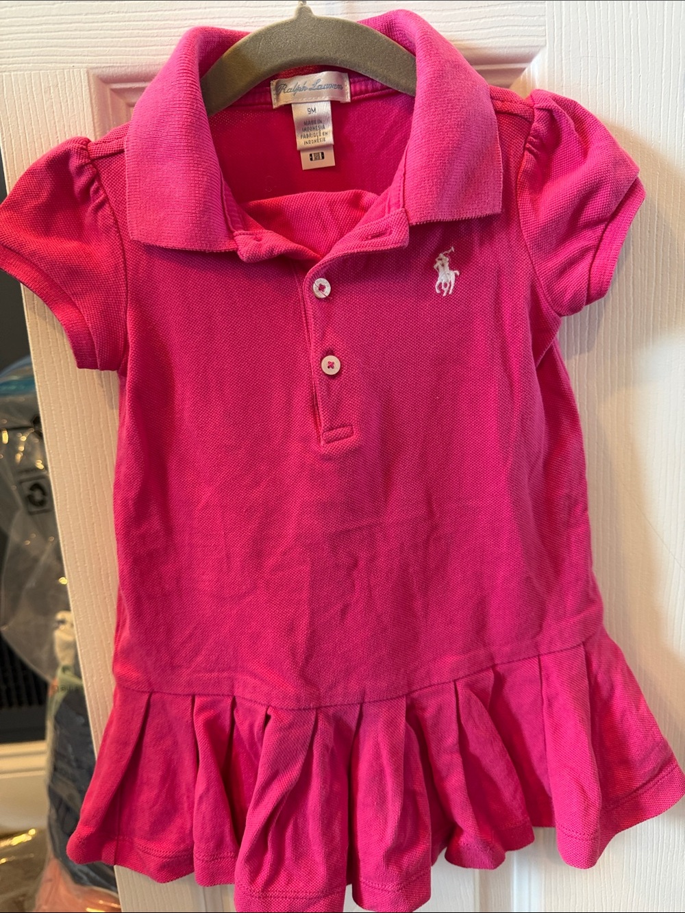 Ralph Lauren baby Pink Polo Dress with Pleated Skirt